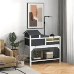 PawHut Tortoise Enclosure Tortoise House with Adjustable Lamp Holder, Storage Shelf, Removable Main House, Openable Lid, Gray - Image 2