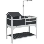 PawHut Tortoise Enclosure Tortoise House with Adjustable Lamp Holder, Storage Shelf, Removable Main House, Openable Lid, Gray - Image 11