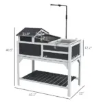 PawHut Tortoise Enclosure Tortoise House with Adjustable Lamp Holder, Storage Shelf, Removable Main House, Openable Lid, Gray - Image 3