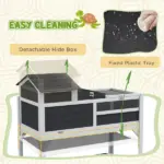 PawHut Tortoise Enclosure Tortoise House with Adjustable Lamp Holder, Storage Shelf, Removable Main House, Openable Lid, Gray - Image 6