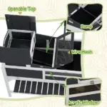 PawHut Tortoise Enclosure Tortoise House with Adjustable Lamp Holder, Storage Shelf, Removable Main House, Openable Lid, Gray - Image 8
