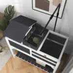 PawHut Tortoise Enclosure Tortoise House with Adjustable Lamp Holder, Storage Shelf, Removable Main House, Openable Lid, Gray - Image 9