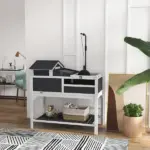 PawHut Tortoise Enclosure Tortoise House with Adjustable Lamp Holder, Storage Shelf, Removable Main House, Openable Lid, Gray - Image 10