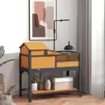 Tortoise Enclosure Tortoise House w/ Adjustable Lamp Holder, Storage Shelf, Removable Main House, Openable Lid, Yellow - Image 2