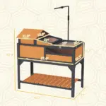Tortoise Enclosure Tortoise House w/ Adjustable Lamp Holder, Storage Shelf, Removable Main House, Openable Lid, Yellow - Image 3