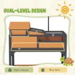 Tortoise Enclosure Tortoise House w/ Adjustable Lamp Holder, Storage Shelf, Removable Main House, Openable Lid, Yellow - Image 4