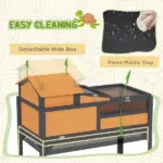 Tortoise Enclosure Tortoise House w/ Adjustable Lamp Holder, Storage Shelf, Removable Main House, Openable Lid, Yellow - Image 6