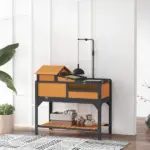 Tortoise Enclosure Tortoise House w/ Adjustable Lamp Holder, Storage Shelf, Removable Main House, Openable Lid, Yellow - Image 10