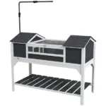 Tortoise Enclosure Tortoise House with Adjustable Lamp Holder Storage Shelf, Dual Main Houses, Openable Lid, Gray