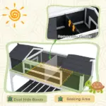 Tortoise Enclosure Tortoise House with Adjustable Lamp Holder Storage Shelf, Dual Main Houses, Openable Lid, Gray - Image 3