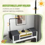 Tortoise Enclosure Tortoise House with Adjustable Lamp Holder Storage Shelf, Dual Main Houses, Openable Lid, Gray - Image 4