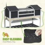 Tortoise Enclosure Tortoise House with Adjustable Lamp Holder Storage Shelf, Dual Main Houses, Openable Lid, Gray - Image 5