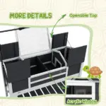 Tortoise Enclosure Tortoise House with Adjustable Lamp Holder Storage Shelf, Dual Main Houses, Openable Lid, Gray - Image 7