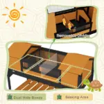 PawHut Tortoise Enclosure Tortoise House with Adjustable Lamp Holder Storage Shelf, Dual Main Houses, Openable Lid, Yellow - Image 4