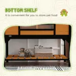 PawHut Tortoise Enclosure Tortoise House with Adjustable Lamp Holder Storage Shelf, Dual Main Houses, Openable Lid, Yellow - Image 7