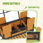 PawHut Tortoise Enclosure Tortoise House with Adjustable Lamp Holder Storage Shelf, Dual Main Houses, Openable Lid, Yellow - Image 8
