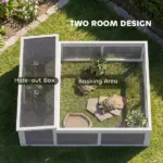 PawHut Tortoise Habitat Openable Top Wooden Tortoise Enclosure Run Area and Clear Window Dark Gray - Image 4