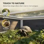 PawHut Tortoise Habitat Openable Top Wooden Tortoise Enclosure Run Area and Clear Window Dark Gray - Image 5