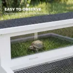PawHut Tortoise Habitat Openable Top Wooden Tortoise Enclosure Run Area and Clear Window Dark Gray - Image 8