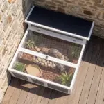PawHut Tortoise Habitat Openable Top Wooden Tortoise Enclosure Run Area and Clear Window Dark Gray - Image 9