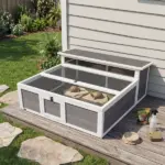 PawHut Tortoise Habitat Openable Top Wooden Tortoise Enclosure Run Area and Clear Window Dark Gray - Image 10