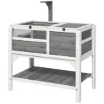 Tortoise Habitat with Shelf Storage Tortoise Gift Accessory with Weather Protection for Indoor, Light Gray