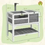 Tortoise Habitat with Shelf Storage Tortoise Gift Accessory with Weather Protection for Indoor, Light Gray - Image 3