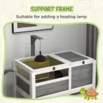 Tortoise Habitat with Shelf Storage Tortoise Gift Accessory with Weather Protection for Indoor, Light Gray - Image 5