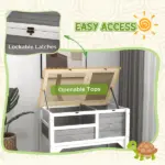 Tortoise Habitat with Shelf Storage Tortoise Gift Accessory with Weather Protection for Indoor, Light Gray - Image 6