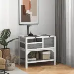 Tortoise Habitat with Shelf Storage Tortoise Gift Accessory with Weather Protection for Indoor, Light Gray - Image 10