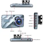 4 Inch Dual Dash Cam with 1296P Front and 720P Rear Camera - Image 5