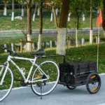 Trailer for Bike, Bicycle Cargo Trailer with Removable Storage Box and Folding Frame, Steel Bottom - Image 2