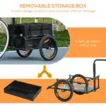 Trailer for Bike, Bicycle Cargo Trailer with Removable Storage Box, Galvanized Bottom - Image 4