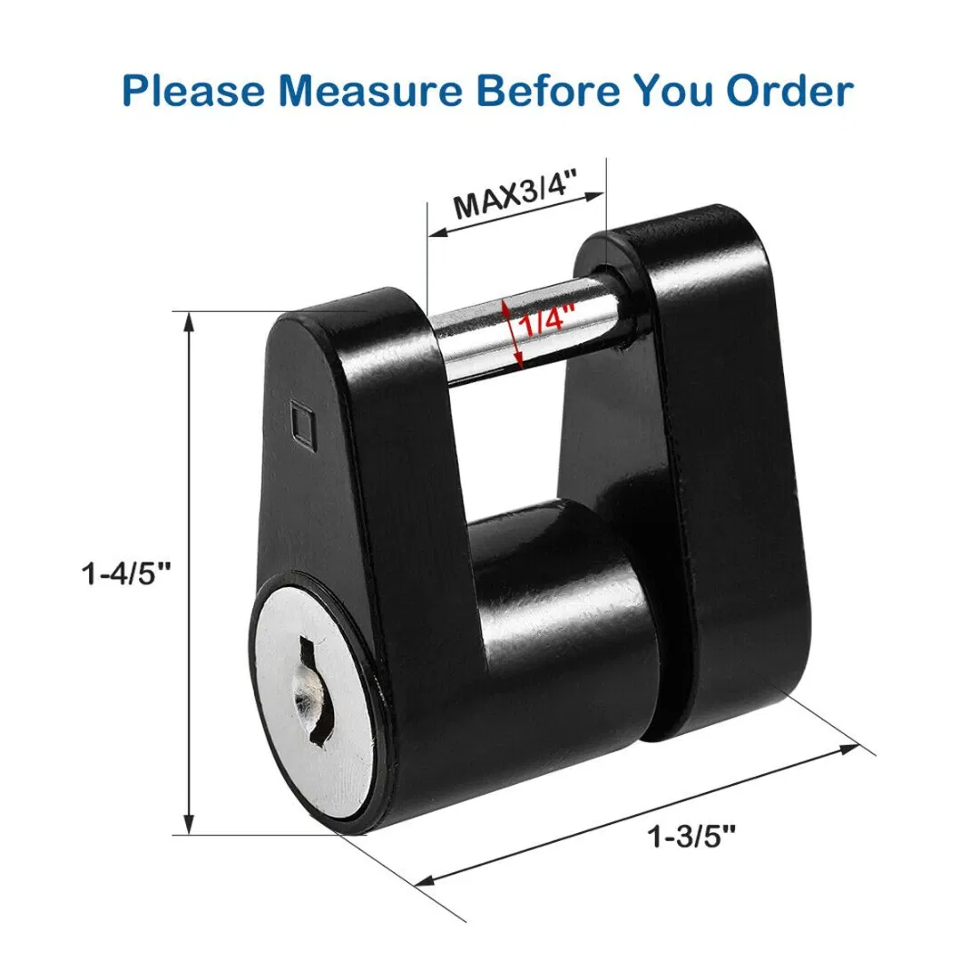 Trailer Hitch Coupler Lock 1/4 Inch Diameter 3/4 Inch Span with 2 Keys
