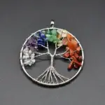 Tree of Life 7 Chakra Natural Gemstone Pendant Necklace - Image 5