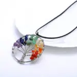 Tree of Life 7 Chakra Natural Gemstone Pendant Necklace - Image 6
