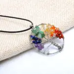 Tree of Life 7 Chakra Natural Gemstone Pendant Necklace - Image 8