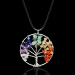 Tree of Life 7 Chakra Natural Gemstone Pendant Necklace - Image 9