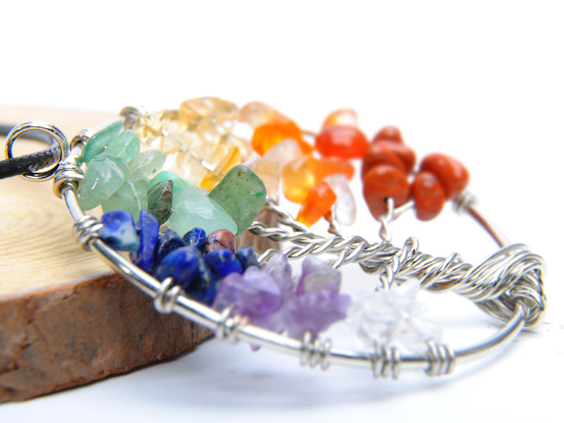 Tree of Life 7 Chakra Natural Gemstone Pendant Necklace