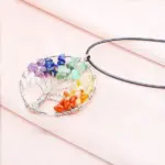 Tree of Life 7 Chakra Natural Gemstone Pendant Necklace - Image 2