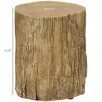 HOMCOM Tree Stump Stool Side Table Round Tabletop Wood Grain Finish Indoor Outdoor Natural - Image 3