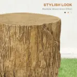 HOMCOM Tree Stump Stool Side Table Round Tabletop Wood Grain Finish Indoor Outdoor Natural - Image 5