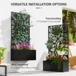 Outsunny Trellis Garden Bed, Freestanding or Wall Mounted Flower Bed for Climbing Plants, Outside Garden, Inside Balcony - Image 5