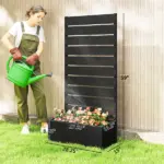 Outsunny Trellis Planter for Climbing Plants, Raised Garden Bed with Trellis, Planter Box for Outdoor, 28.25 Inch x 15 Inch x 59 Inch, Black - Image 3
