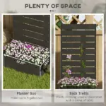 Outsunny Trellis Planter for Climbing Plants, Raised Garden Bed with Trellis, Planter Box for Outdoor, 28.25 Inch x 15 Inch x 59 Inch, Black - Image 4