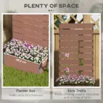 Outsunny Trellis Planter for Climbing Plants, Raised Garden Bed with Trellis, Planter Box for Outdoor, 28.25 Inch x 15 Inch x 59 Inch, Brown - Image 4