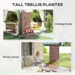 Outsunny Trellis Planter for Climbing Plants, Raised Garden Bed with Trellis, Planter Box for Outdoor, 28.25 Inch x 15 Inch x 59 Inch, Brown - Image 6