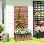 Outsunny Trellis Planter for Climbing Plants, Raised Garden Bed with Trellis, Planter Box for Outdoor, 28.25 Inch x 15 Inch x 59 Inch, Brown - Image 8