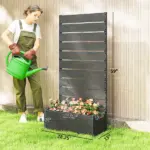 Outsunny Trellis Planter for Climbing Plants, Raised Garden Bed with Trellis, Planter Box for Outdoor, 28.25 Inch x 15 Inch x 59 Inch, Gray - Image 3