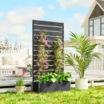 Outsunny Trellis Planter for Climbing Plants, Raised Garden Bed with Trellis, Planter Box for Outdoor Garden, Black - Image 2